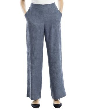 Max Studio Textured Woven Wide Leg Pant - Blue