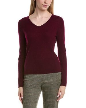 Bruno Magli Classic V-Neck Wool & Cashmere-Blend Jumper - Red