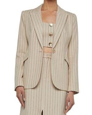L'Agence Chamberlain Linen-Blend Blazer - Natural