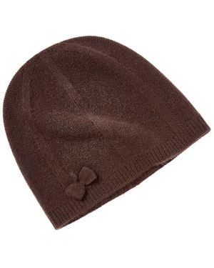 Phenix Bow Cashmere Beanie - Brown
