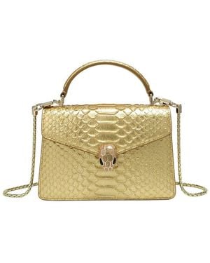 Tiffany & Fred Paris Embossed Leather Satchel - Metallic