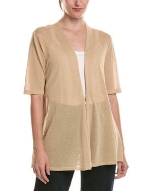 Anne Klein Petite Semi Sheer Short Sleeve Cardigan - Natural