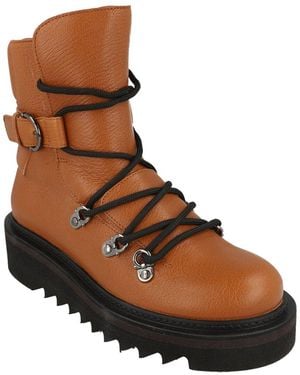 Ferragamo Elimo Lace-Up Leather Boot - Brown