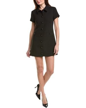 English Factory Velvet Button Collar Mini Dress - Black