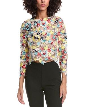 MILLY Nori Floral Top - Black