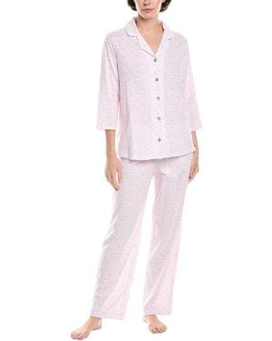 Carole Hochman 2Pc Pyjama Pant & Top Set - Pink