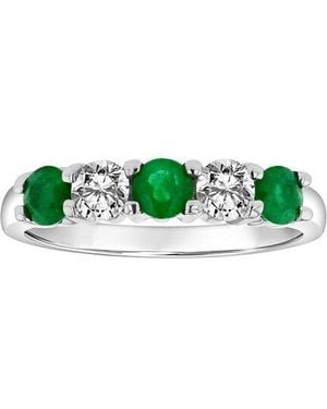 LEVARON 14K 1.11 Ct. Tw. Diamond & Emerald Stackable Ring - Green