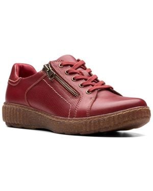 Clarks Caroline Janna Leather Trainer - Red