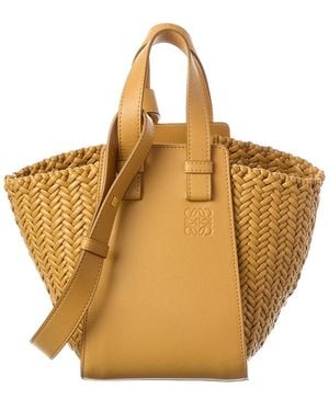 Loewe Hammock Woven Leather Bucket Bag - Metallic