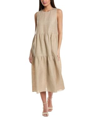 Lafayette 148 New York Tiered Linen Midi Dress - Natural