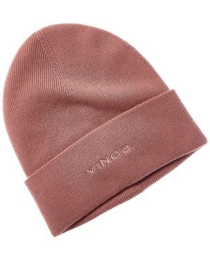 Vince Fine Rib Double Layer Cuff Knit Hat - Pink