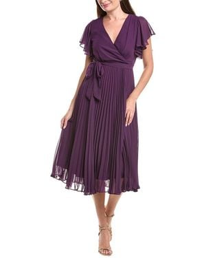 Maison Tara Solid Chiffon Maxi Dress - Purple