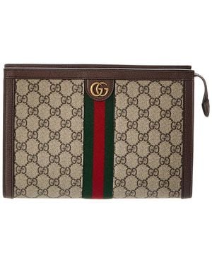 Gucci Ophidia Small Gg Supreme Canvas & Leather Pouch - Grey