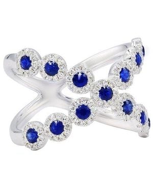 Diana M. Jewels Fine Jewellery 14k 1.01 Ct. Tw. Diamond & Sapphire X Ring - Blue