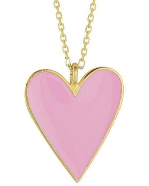 Sphera Milano 14k Over Silver Enamel Necklace - Pink