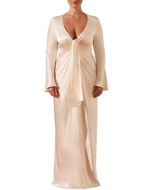 chinese dress ladies La Lune Off Shoulder Tie Maxi Dress | Espresso | Dresses main image 0
