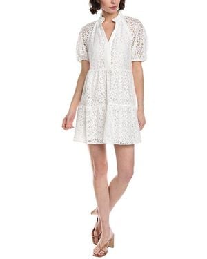 Cece V-Neck Tiered Babydoll Dress - White