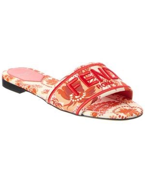 Fendi Sunshine Canvas Sandal - Red