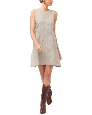Johnny Was Linen Chevron Tank Linen Mini Dress - Natural