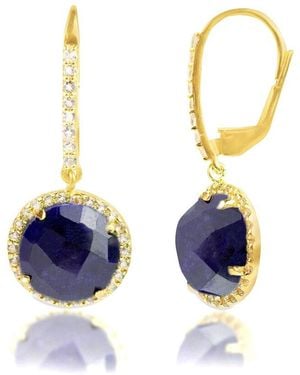 MaxColor 18K Over 6.50 Ct. Tw. Sapphire Dangle Earrings - Blue