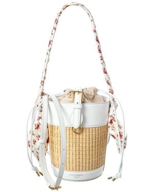Dolce & Gabbana Capri Raffia Bucket Bag - White