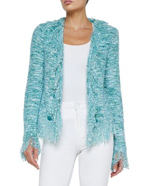 L'Agence Azure Fringe Cardigan Blazer - Blue