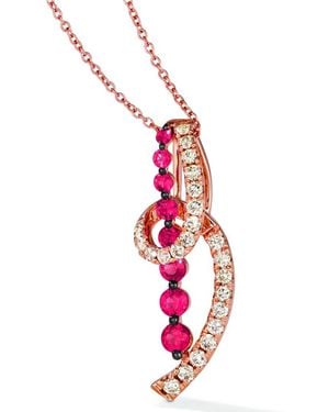 Le Vian Le Vian 14k Rose Gold 1.20 Ct. Tw. Diamond & Ruby Pendant Necklace - Red