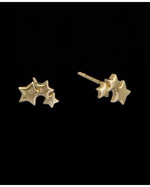 Italian Gold 14K Graduated Triple Star Studs - Black