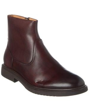 Brass Mark Zip Leather Boot - Brown