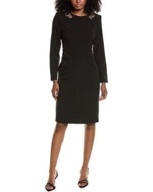 Anne Klein Embellished Shoulder Shift Dress - Black