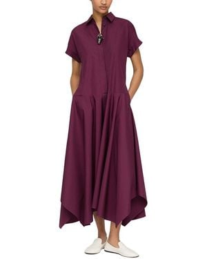 Lafayette 148 New York Drop Waist Organic Cotton Poplin Midi Shirtdress - Purple