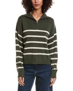 Splendid Georgie Stripe 1/4-Zip Jumper - Green