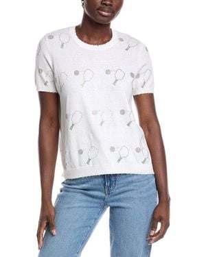 Minnie Rose Pickleball Embellished Cashmere-Blend Sweater - White