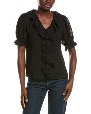 Cece Ruffle Bubble Crepe Top - Black