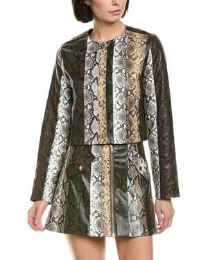 Cynthia Rowley Vegan Leather Patchwork Jacket - Green