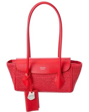 Ferragamo East/West Leather Tote - Red