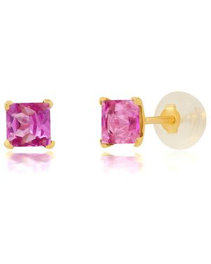 MaxColor 14K 0.70 Ct. Tw. Lab-Grown Sapphire Studs - Pink