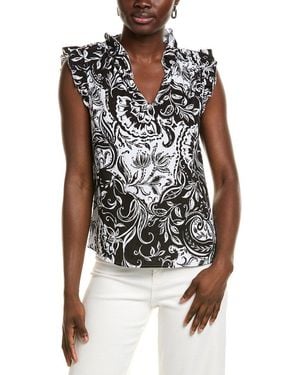 Ellen Tracy Linen-Blend Top - White