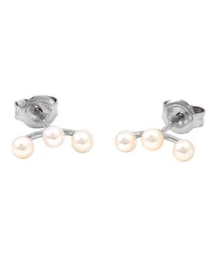 Gemstones 3Mm Pearl 14K Earrings - White