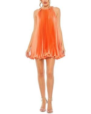 Mac Duggal Pleated Halter Neck Flowy Mini Trapeze Dress - Orange