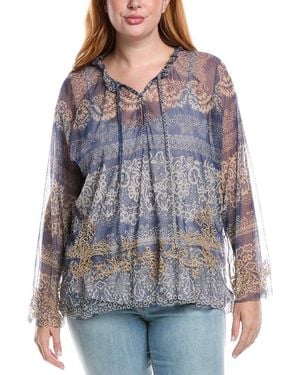 Johnny Was Plus Mazzy Peasant Blouse - Blue