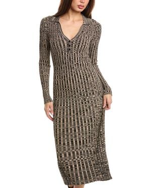 Tahari Rib Polo Midi Dress - Grey