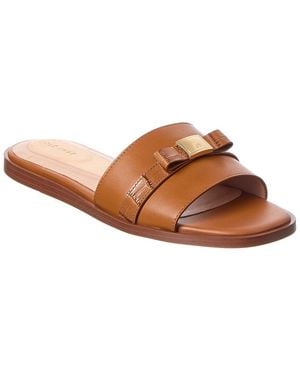 Cole Haan Go-To Emalia Slide Bow Leather Sandal - Brown