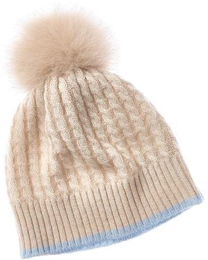 Forte Cashmere Plaited Baby Cable Cashmere Hat - Natural