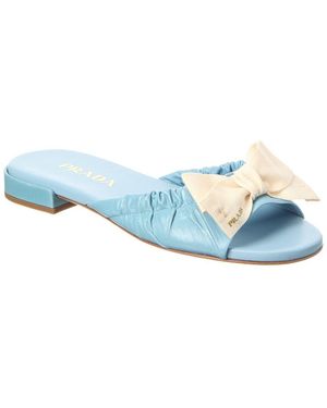 Prada Logo Leather Sandal - Blue