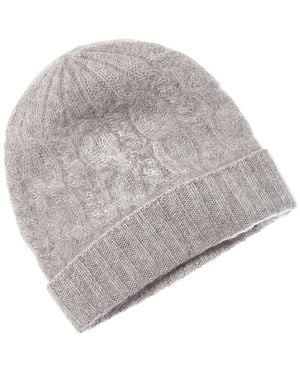 Sofiacashmere Brushed Cashmere Chunky Cable Hat - Grey