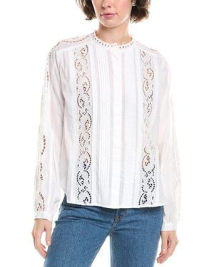Madewell Lace-Inset Pintucked Button-Up Top - White