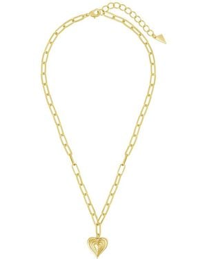 Sterling Forever 14k Plated Beating Heart Pendant Necklace - Metallic