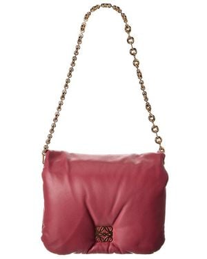 Loewe Goya Puffer Leather Shoulder Bag - Purple