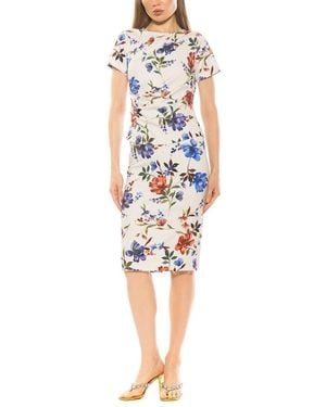 Alexia Admor Robin Crewneck Draped Midi Dress - White